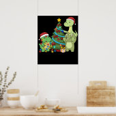 Kerstmis Dinosaur Kinder kerstboom Dinosaur Poster (Keuken)