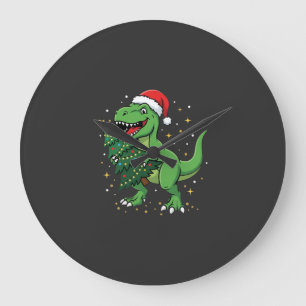 Kerstmis Dinosaur Santa T Rex Grote Klok