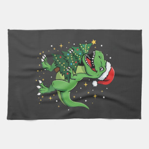 Kerstmis Dinosaur Santa T Rex Theedoek