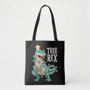 Kerstmis Dinosaurus Boom Rex Pyjama Kerstlichten Draagtas