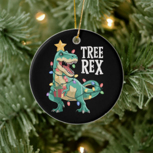 Kerstmis Dinosaurus Boom Rex Pyjama Kerstlichten  Keramisch Ornament