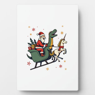 Kerstmis Dinosaurus Eenhoorn Slee Kerstman Grappig Fotoplaat