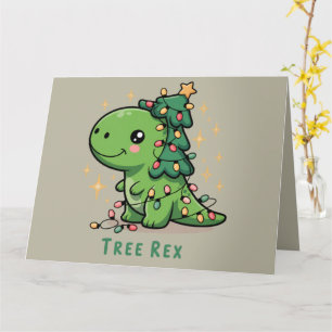 Kerstmis Dinosaurus Licht Feest Grappige Boom Rex  Kaart