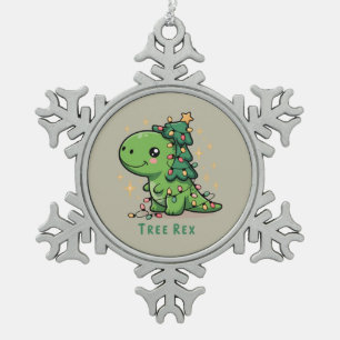 Kerstmis Dinosaurus Licht Feest Grappige Boom Rex Tin Sneeuwvlok Ornament