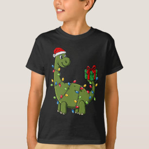 Kerstmis Dinosaurus met Lichten Leuke Jongens Kind T-shirt