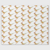 Kerstmis Dinosaurus Raptor Cadeaupapier (Vlak)