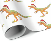 Kerstmis Dinosaurus Raptor Cadeaupapier (Rol Hoek)