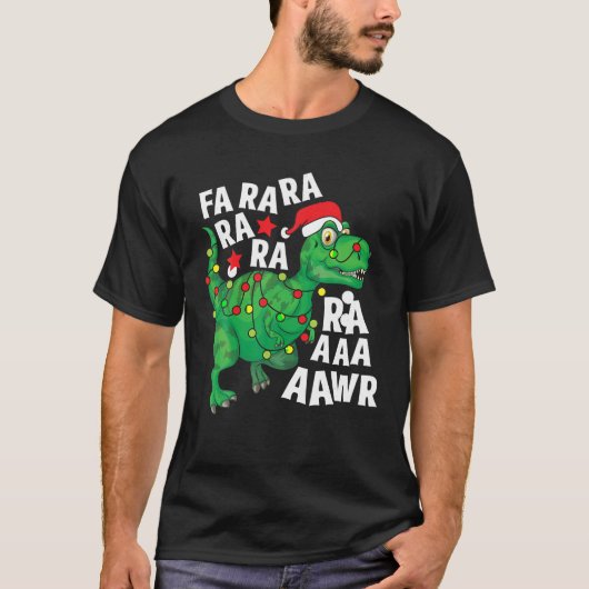 Kerstmis Dinosaurus Santa Hoed Fa Ra Ra Rawr T Rex T-shirt (Voorkant)