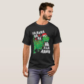Kerstmis Dinosaurus Santa Hoed Fa Ra Ra Rawr T Rex T-shirt (Voorkant volledig)