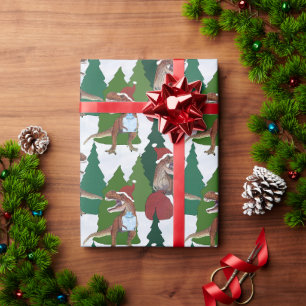 Kerstmis Dinosaurus T-Rex Kerstman Cadeaupapier