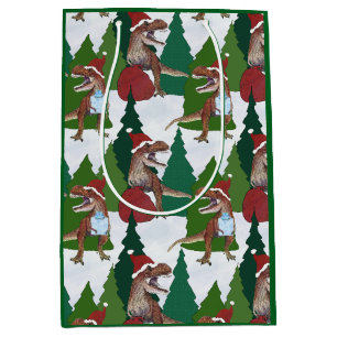 Kerstmis Dinosaurus T-Rex Kerstman Medium Cadeauzakje