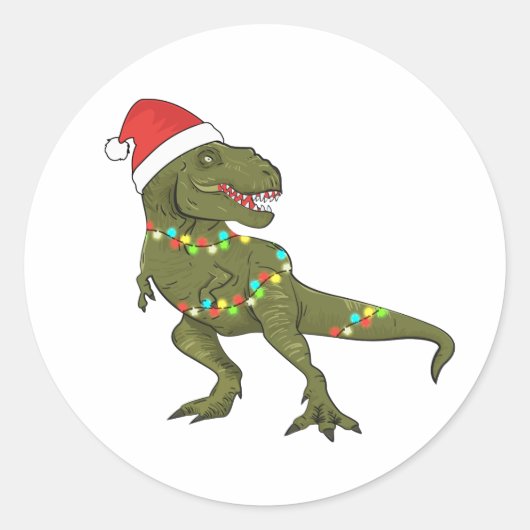 Kerstmis Dinosaurus T-Rex Santa Stickers (Voorkant)