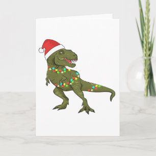 Kerstmis Dinosaurus T-Rex Santa Wenskaart Kaart