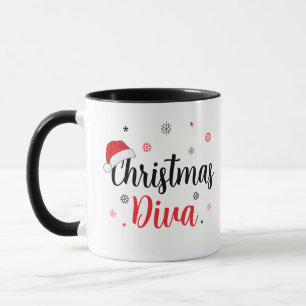Kerstmis Diva Santa Hat Modern Script Mok
