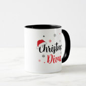 Kerstmis Diva Santa Hat Modern Script Mok (Voorkant rechts)