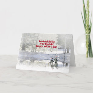 Kerstmis Dochter en Schoonzoon Schattig Feestdagen Kaart