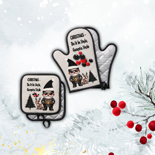 Kerstmis - doe het in stijl, gangsta stijl ovenwant & pannenlap set