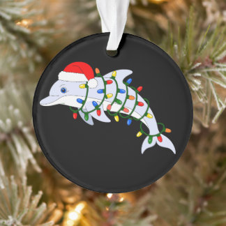 Kerstmis Dolfijn Kerstman Hoed Vakantielichten Oce Ornament