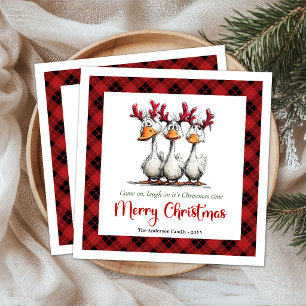 Kerstmis Domme Ganzen Humor Whimsical Papieren Ser Servet
