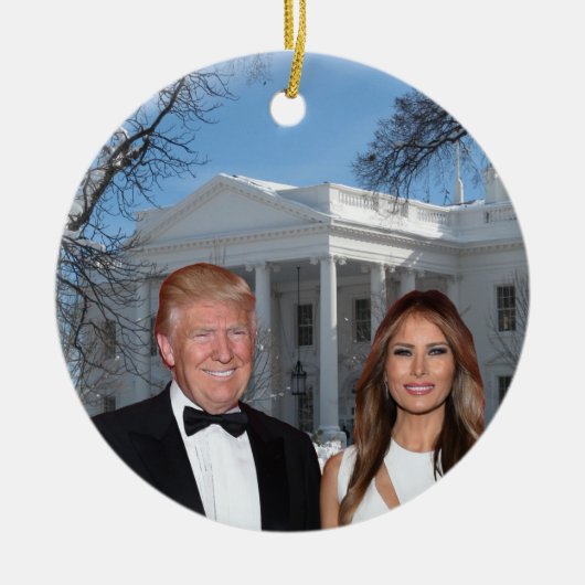 Kerstmis: Donald en Melania Keramisch Ornament (Voorkant)
