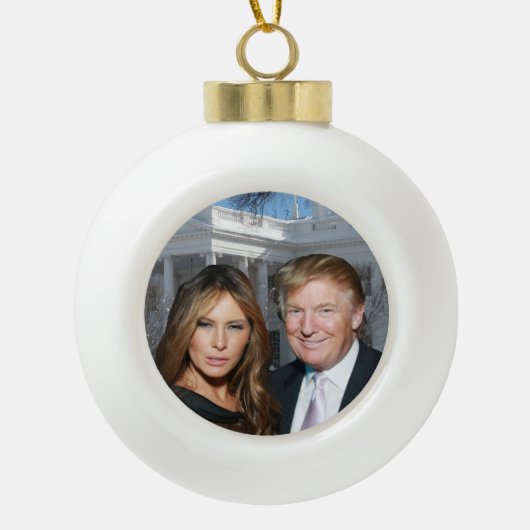 Kerstmis: Donald en Melania Keramische Bal Ornament (Voorkant)