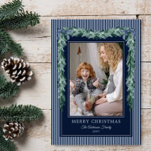 Kerstmis Donkerblauwe Strepen Boog Guirlandes 1 Fo