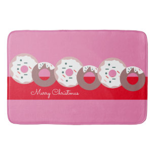 Kerstmis Donuts Strooiballen Bakkerij Roze Rood Badmat