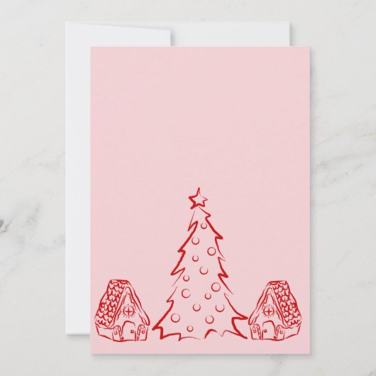 Kerstmis Doodle Uitnodiging, Roze en Rode Uitnodig Kaart (Achterkant)