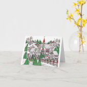 Kerstmis Dorp Kleine Kaart (Gele Bloem)