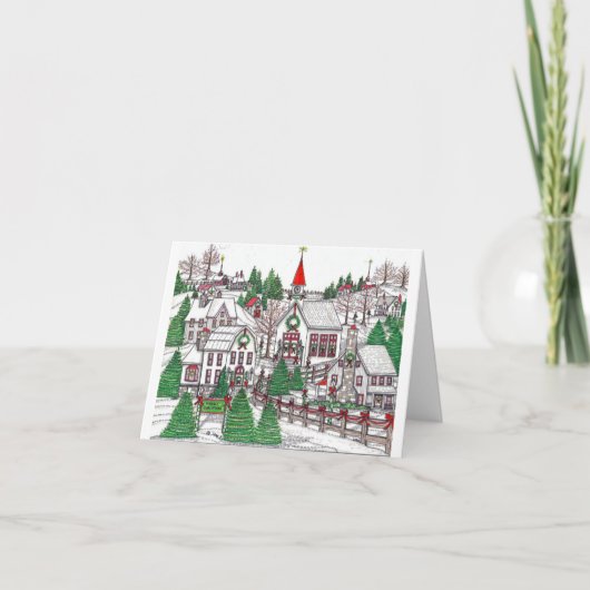 Kerstmis Dorp Kleine Kaart (Voorkant)