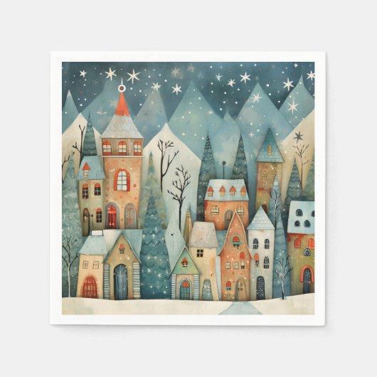 Kerstmis dorp servet (Voorkant)