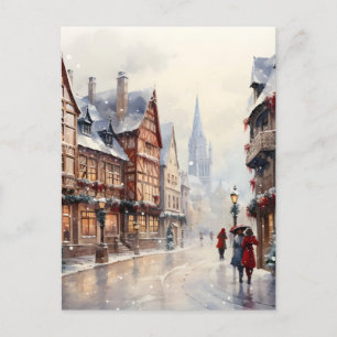 Kerstmis dorpsstraat vakantie feestdagenkaart