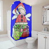 Kerstmis douche gordijn blauw (In situ)