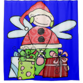 Kerstmis douche gordijn blauw (Voorkant)