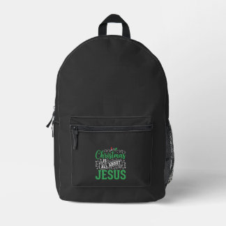 Kerstmis draait helemaal om Jezus-typografie Bedrukte Rugzak