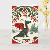 Kerstmis Draak Kaart (Gele Bloem)