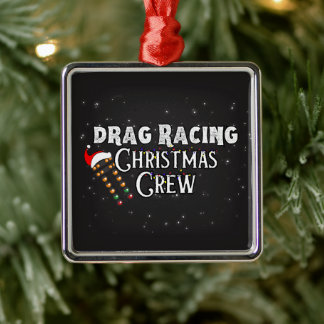 Kerstmis Drag Racing Bemanning Grappige Kerstboom Metalen Ornament