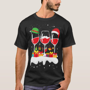 Kerstmis drie glas rode wijn kerstkerstkerstkerstk t-shirt