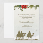 Kerstmis Drie Koningen Poinsettia Religieus Feestdagenkaart (Voorkant / Achterkant)