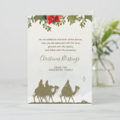 Kerstmis Drie Koningen Poinsettia Religieus Feestdagenkaart (Staand voorkant)