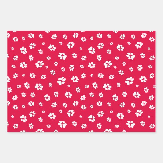 Kerstmis drukt Pattern Red Happy Pawlidays uit Inpakpapier Vel (Voorkant)
