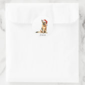 Kerstmis Duitse Herder Hond Santa Hat Ronde Sticker (Tas)