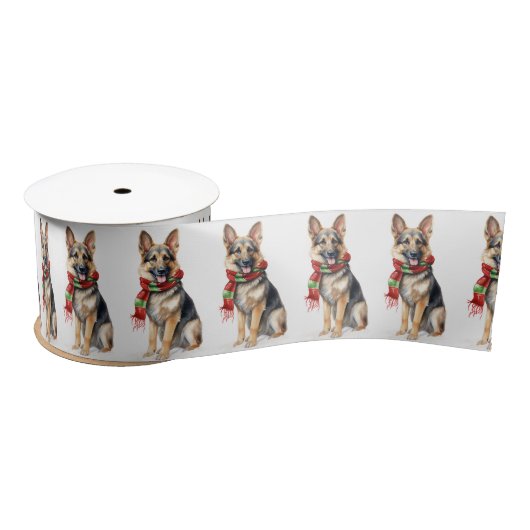 Kerstmis Duitse Herder met Winter Sjaal Lint (Spoel)