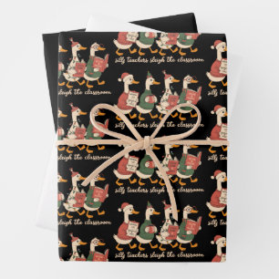 Kerstmis Dwaas Leraar Gans Cadeau Knus Winter Inpakpapier Vel