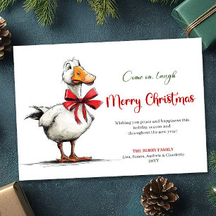 Kerstmis Dwaze Gans Whimsieke Humor Groet Feestdagenkaart