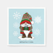 Kerstmis Dwerg Rood Groen Winter Schattig Servet (Voorkant)