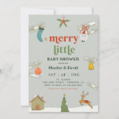 Kerstmis Een prettige uitnodiging tot Baby shower (Voorkant)