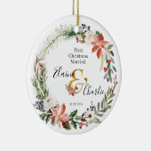 Kerstmis eerste kersthuwelijk keramisch ornament (Rechts)