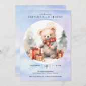 Kerstmis eerste verjaardag kaart (Voorkant / Achterkant)