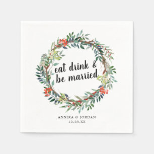 Kerstmis Eet Drink en Wordt Getrouwd Bloemstuk Servet